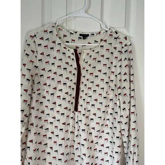Talbots Button Up Blouse With Flags Women 10 - Picture 2 of 7